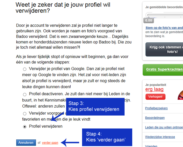 Badoo account verwijderen