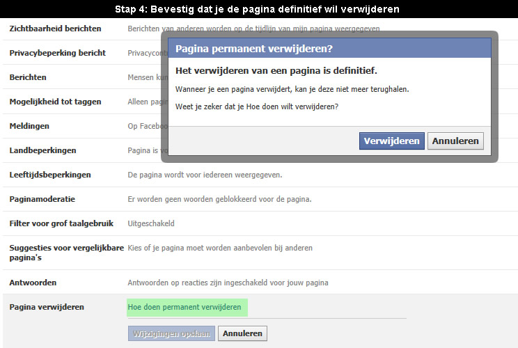 Facebook pagina verwijderen telefoon