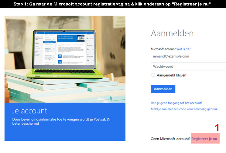 Microsoft account aanmaken 1