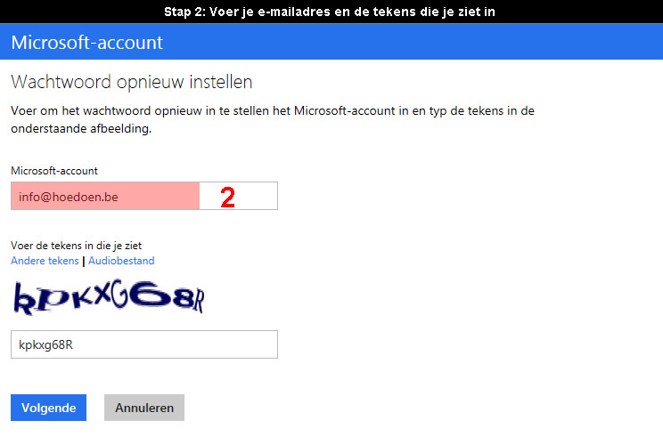 Microsoft account wachtwoord vergeten 2