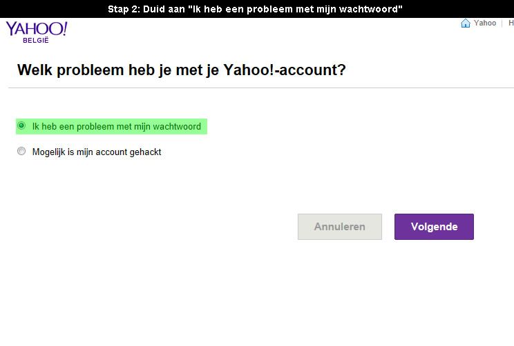 Yahoo wachtwoord vergeten 2