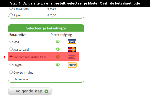 Hoe online met Mister Cash of