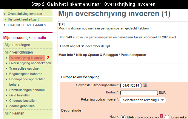 Hoe online overschrijven? (bijvoorbeeld bij