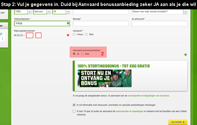 Unibet account maken