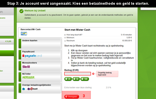 Unibet account maken