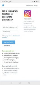 Instagram koppelen aan Twitter - Android 5