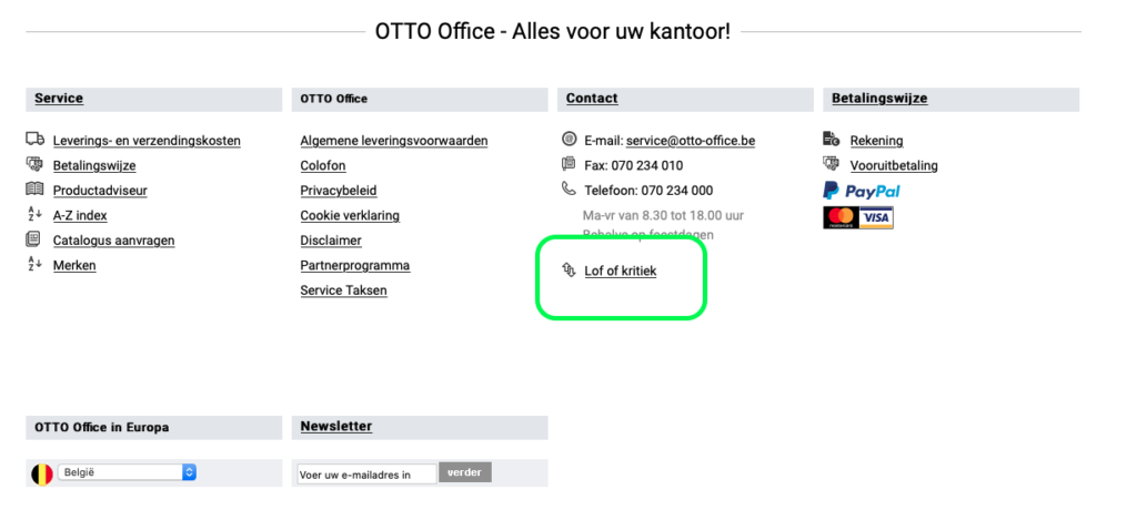 Wortel geleider Krachtig Hoe Otto Office klantendienst contacteren? Hoedoen.be