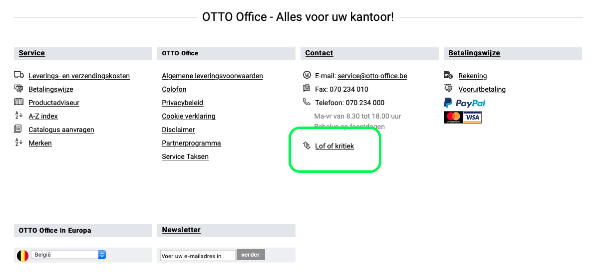 verdund reactie afvoer Hoe Otto Office klantendienst contacteren? Hoedoen.be